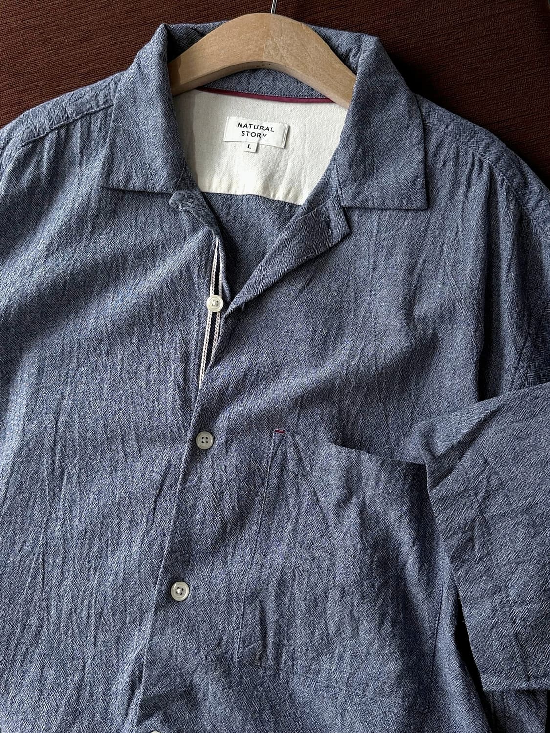 Natural cotton woven fabric H/S shirt 상품이미지10