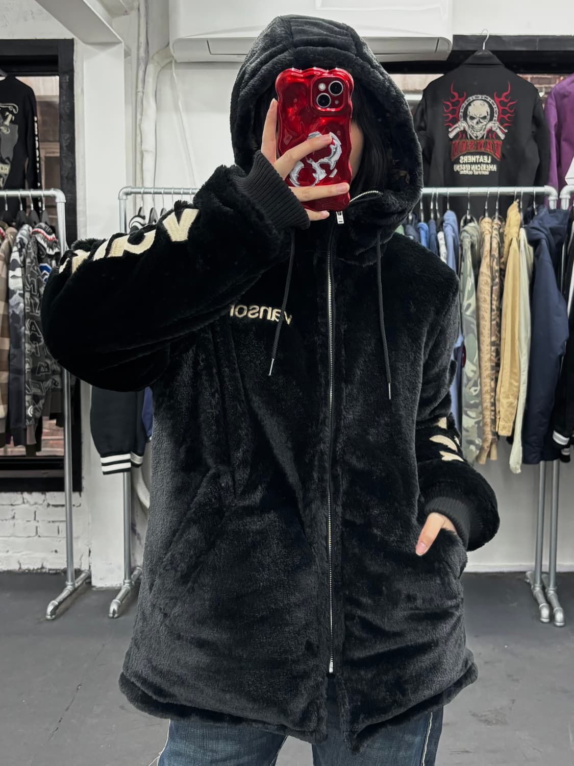 밴슨 레더 리버시블 퍼 후드 자켓 상품이미지4