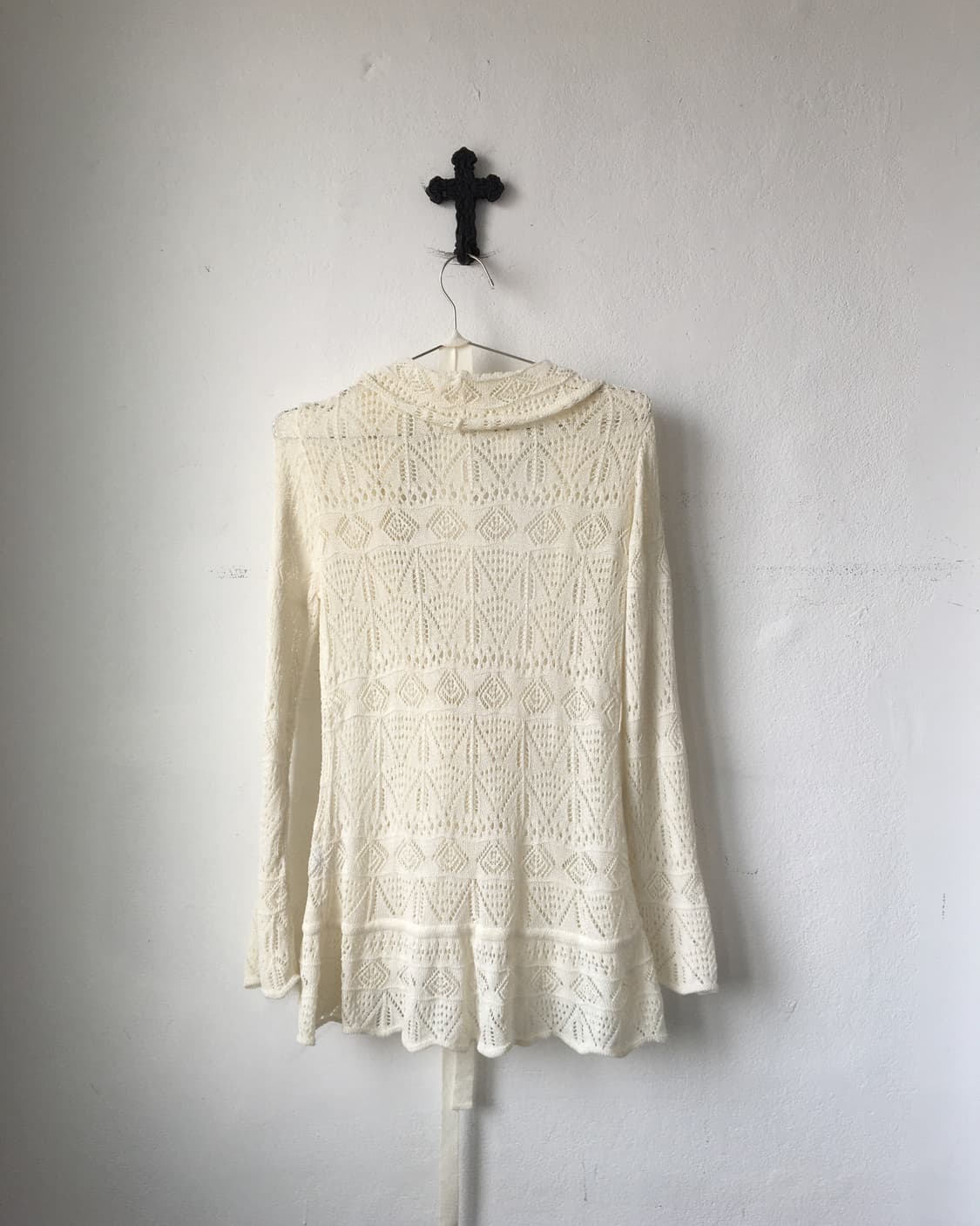 Tied ruffle wrap crochet cardigan 상품이미지4