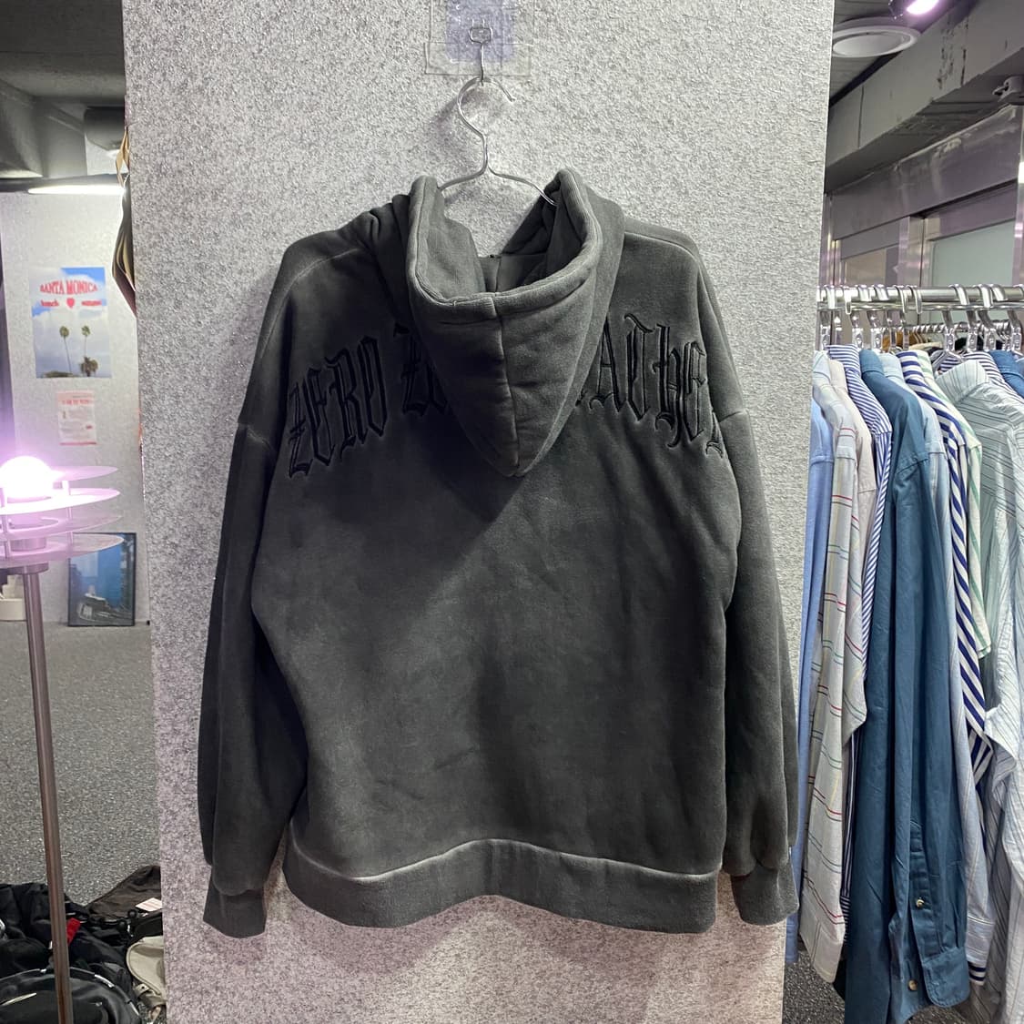 빈티지 y2k 엔젤 그래픽 워시드 다크그레이 후드집업 B4223  상품이미지4