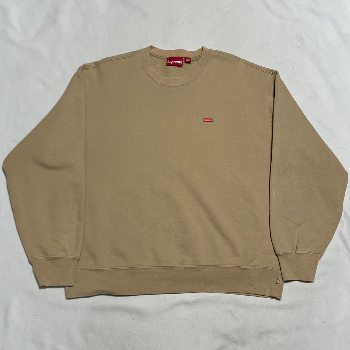 L 슈프림 스몰 박스 로고 베이지 기모 맨투맨 상품이미지2