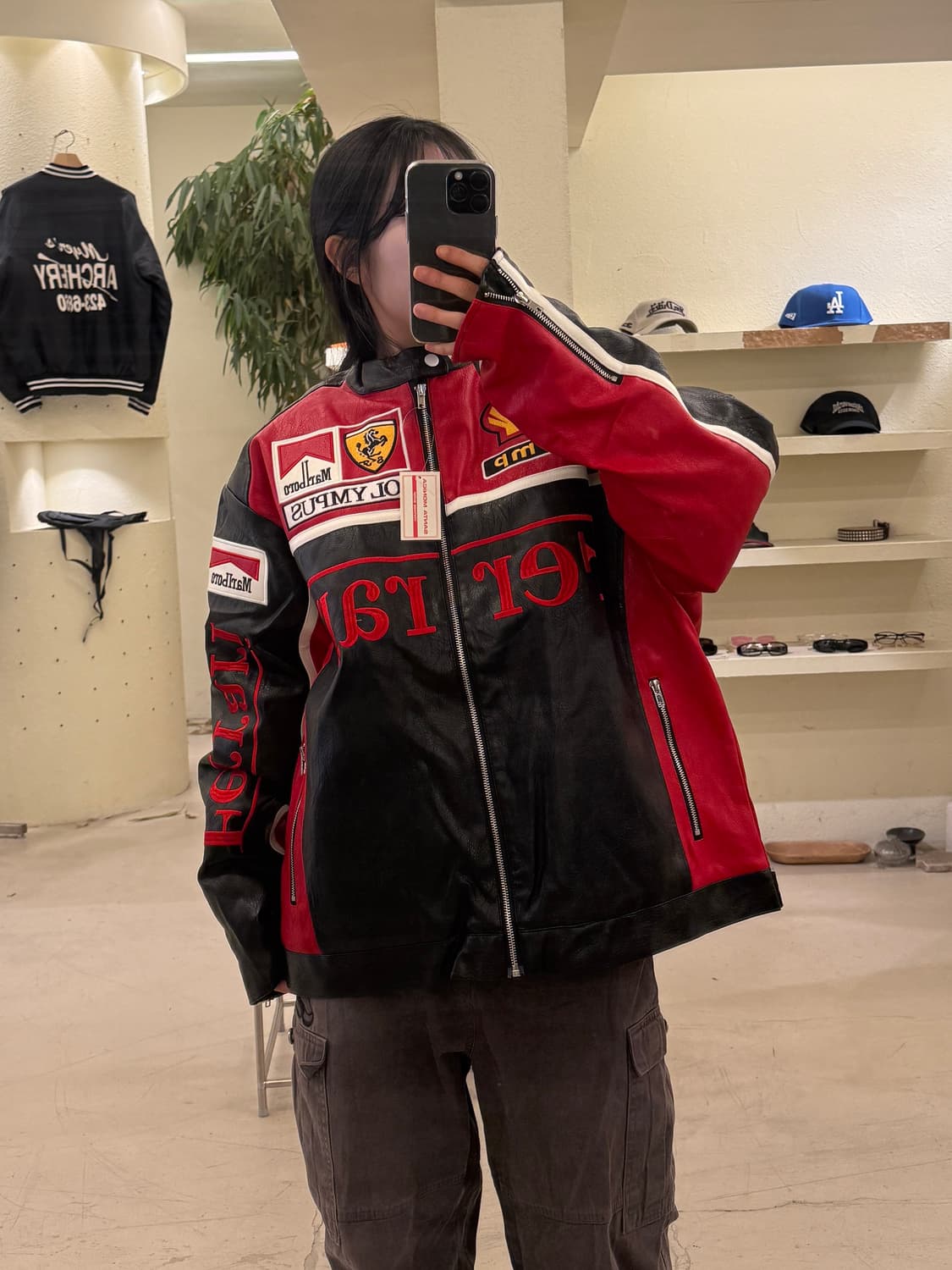 페라리 스폰서 레드 빅로고 레이싱 레더 자켓 U344 상품이미지1