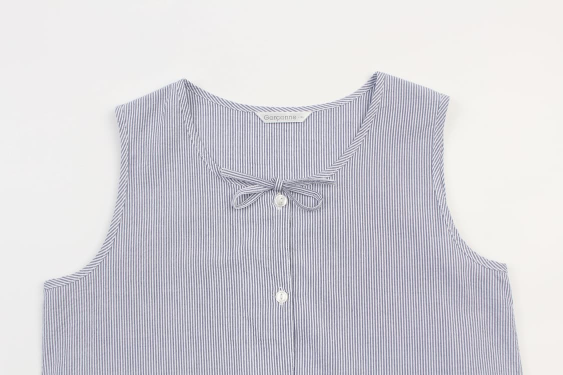 GARCONNE Stripe Sleeveless Ribbon Blouse 상품이미지2