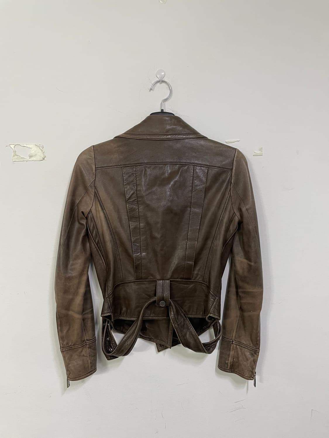 미샤 브라운 가죽 라이더 자켓 상품이미지3