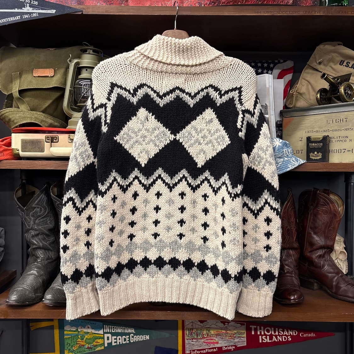 90s Rosebud 눈꽃송이 패턴 나무 단추 코위찬 스웨터 N97 상품이미지2