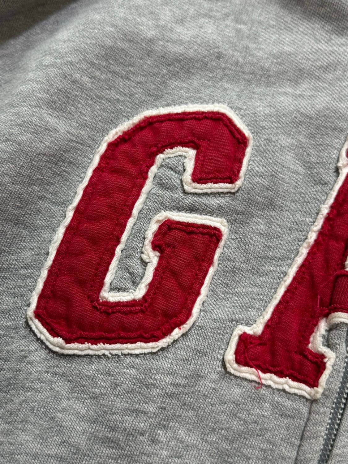 갭 후드 집업 그레이 빅 로고 레드 패치 올드스쿨 라지 L 상품이미지3