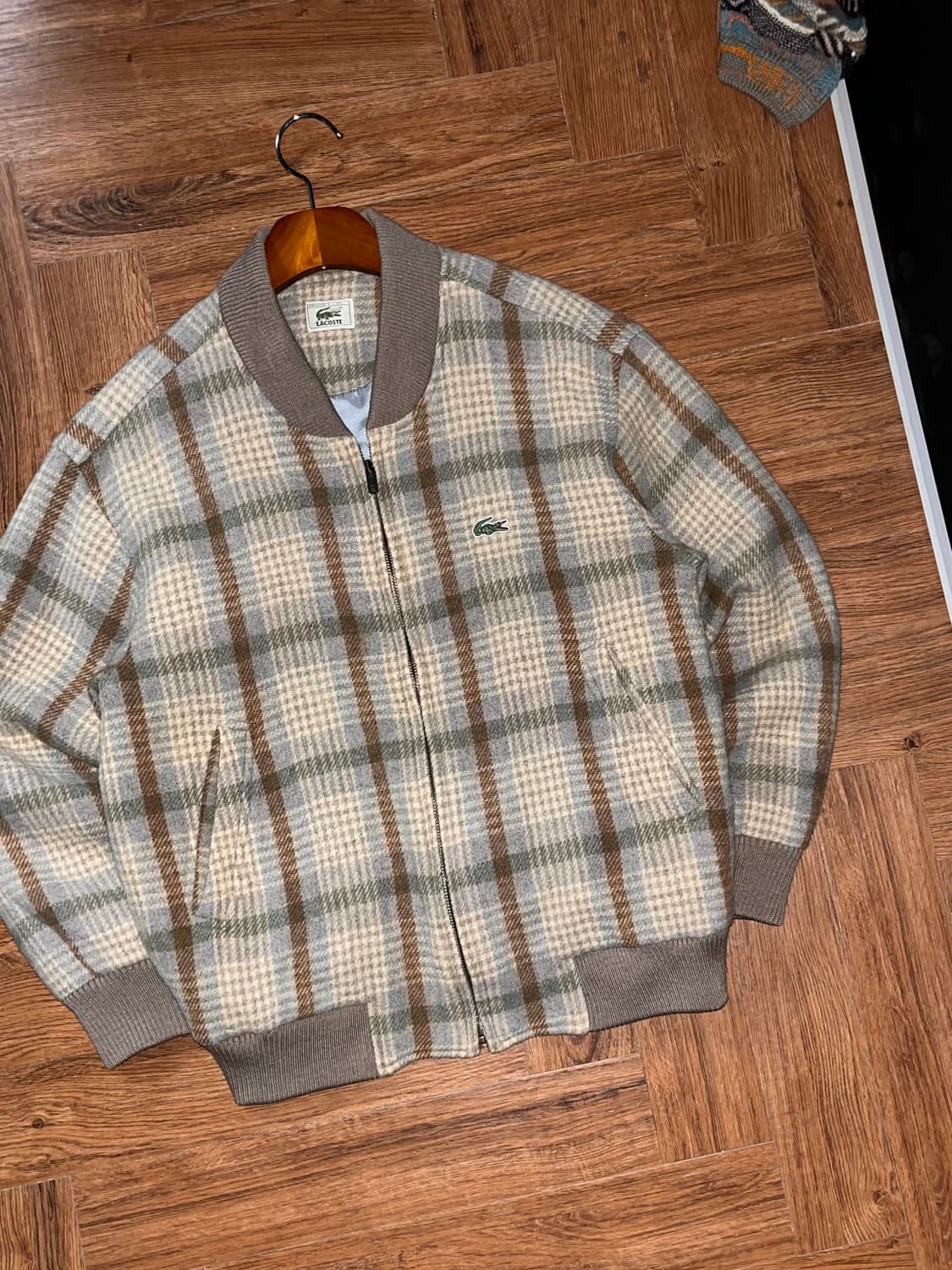 라코스테 체크 모직 블루종 상품이미지1