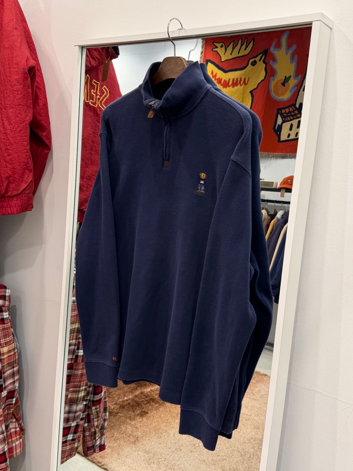 Polo RL 폴로 랄프로렌 폴로베어 하프넥 쿼터 집업 니트 (navy) 상품이미지1