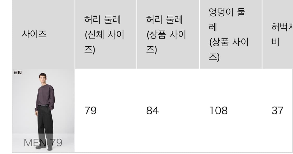 유니클로 와이드핏 치노팬츠 블랙 79 상품이미지2