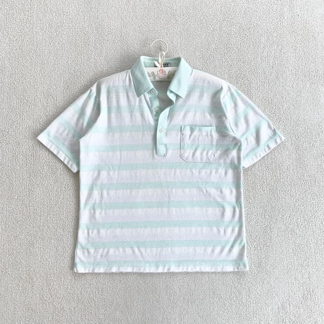 민트코어 ♥ 연민트 연보라 스트라이프 테리 카라t 상품이미지1