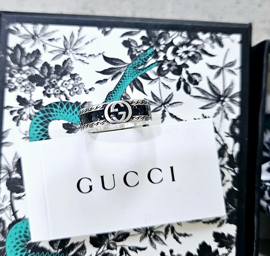 구찌 인터로킹 G 와이드 블랙 반지12호/실측 약11.5호[정품/풀세트] 상품이미지2