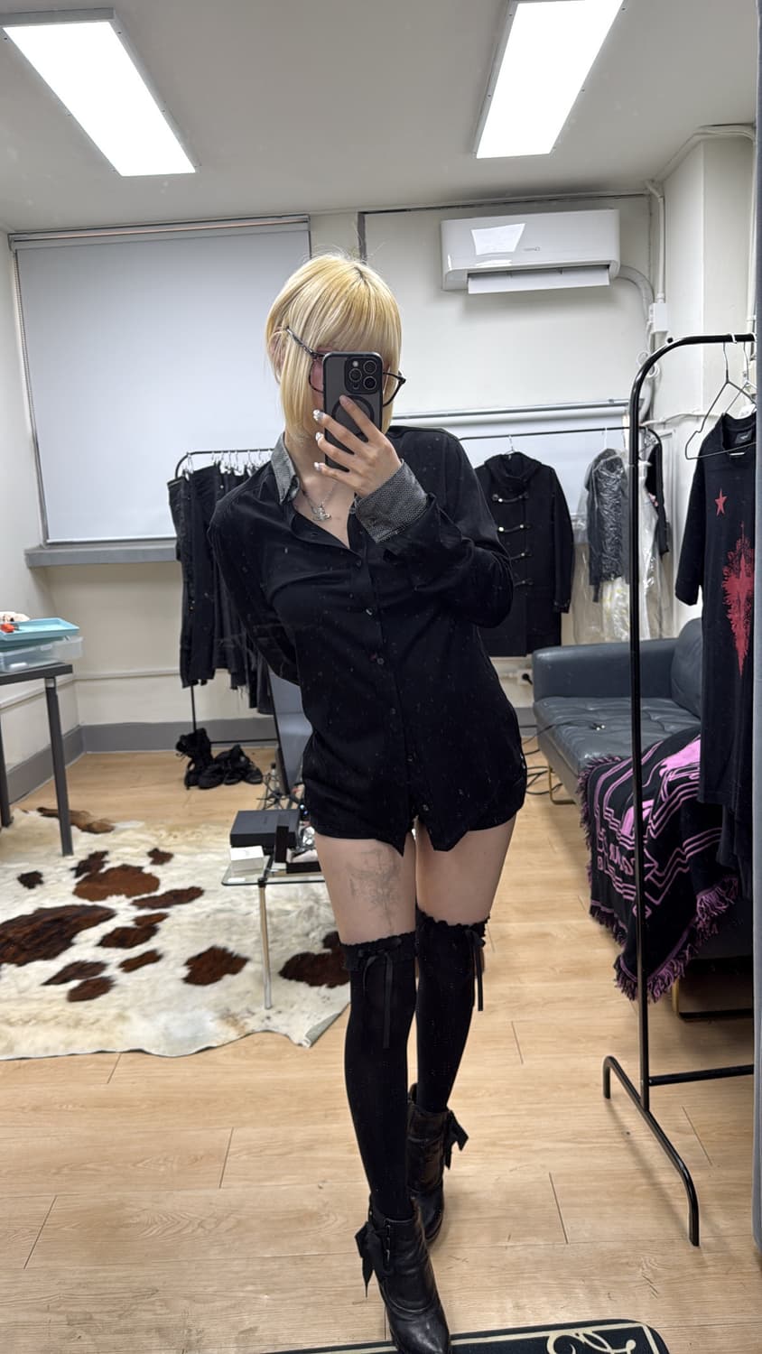 D&G 블랙 코튼 실크 혼방 셔츠 상품이미지1