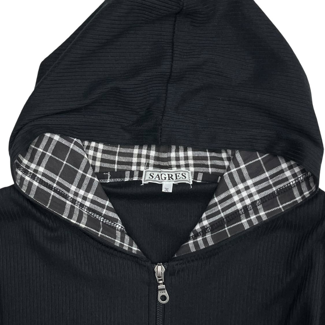 재팬 빈티지 체크 블랙 후드집업 상품이미지4