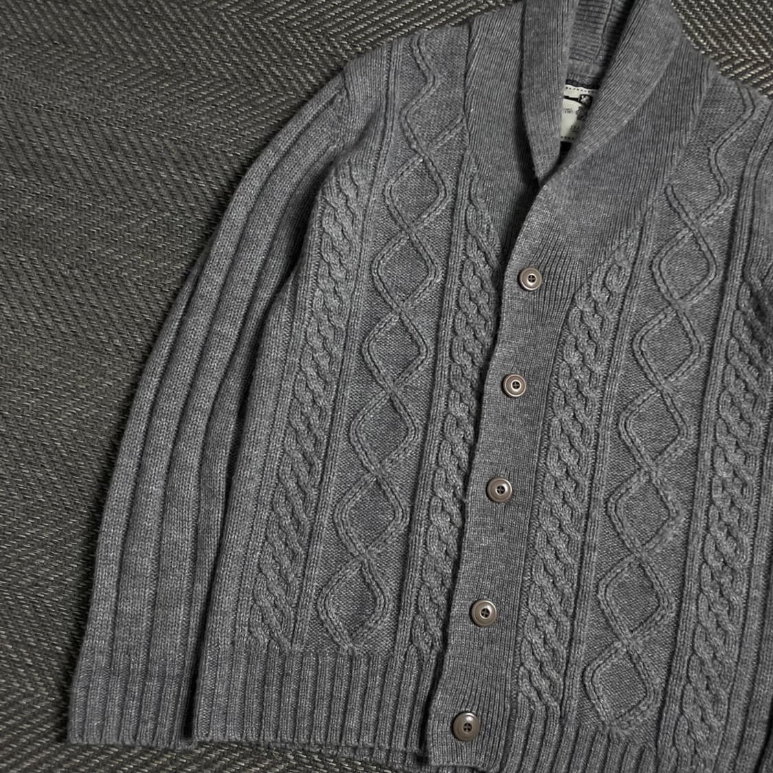 TRAD CLUB 케이블 꽈배기 니트 가디건 그레이y 4801 상품이미지4