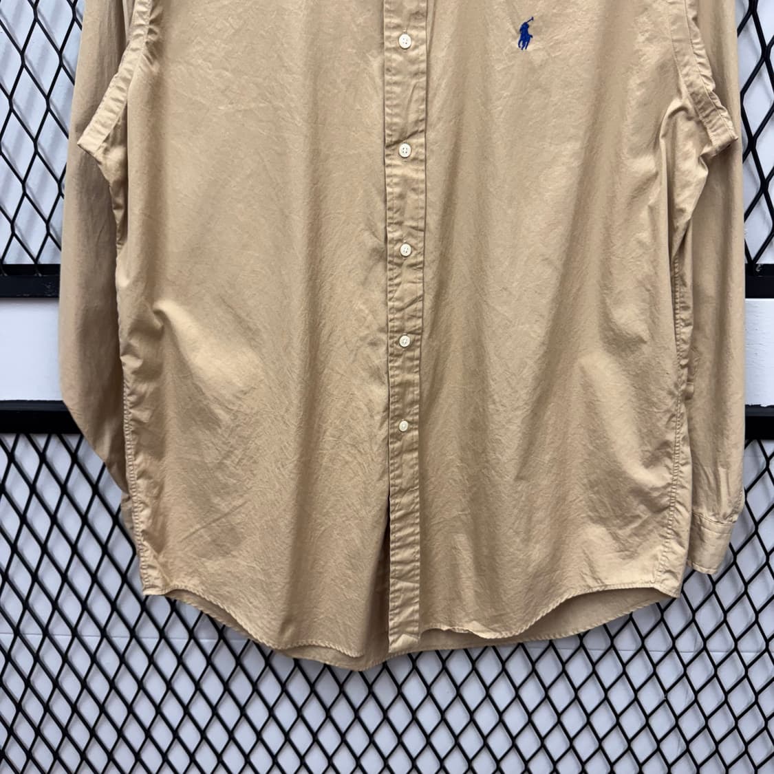 폴로 랄프로렌 솔리드 긴팔 셔츠 네이비 포니 포인트 베이지 상품이미지4