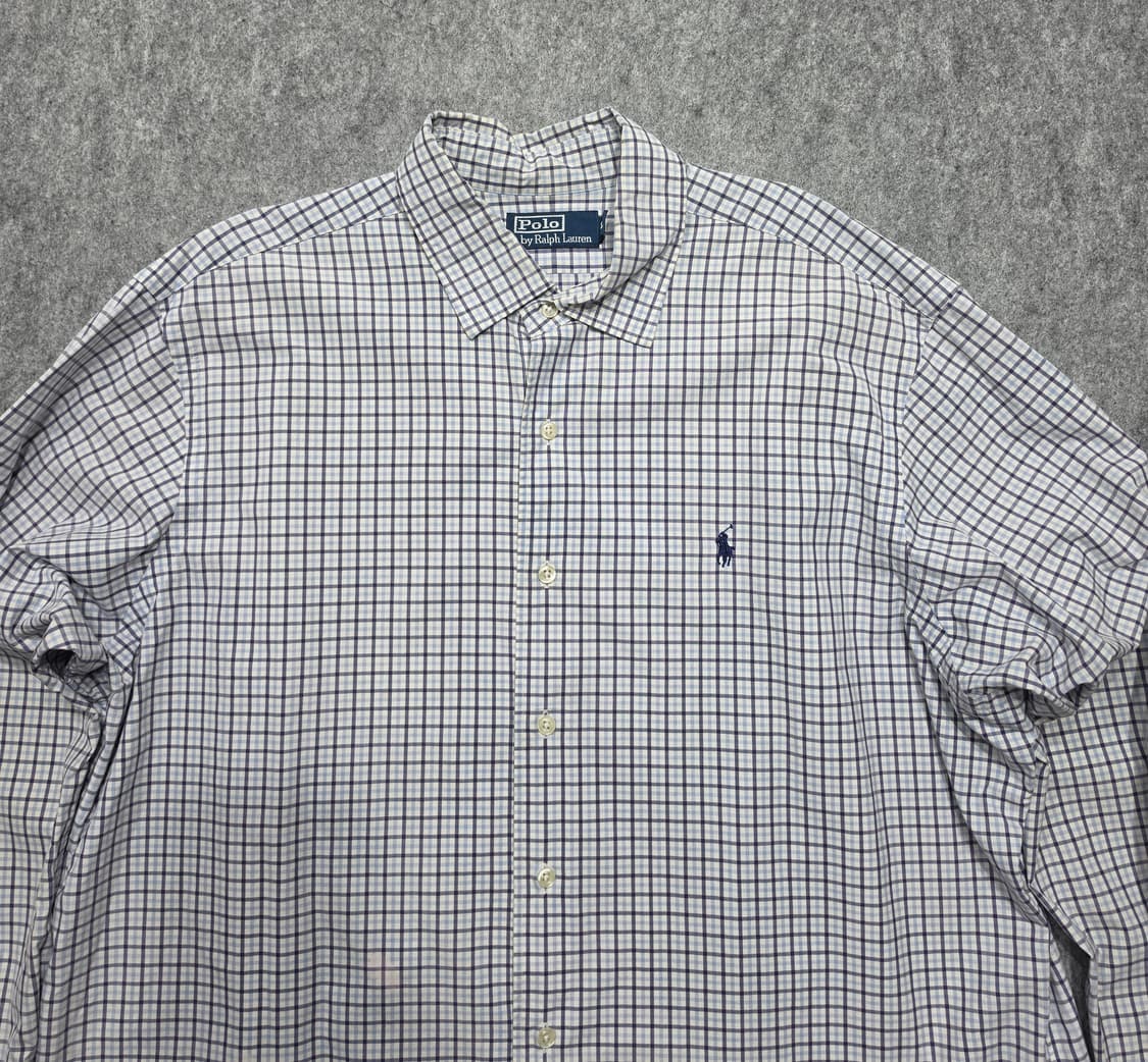 폴로 랄프로렌 블루 체크 셔츠 XL 상품이미지3