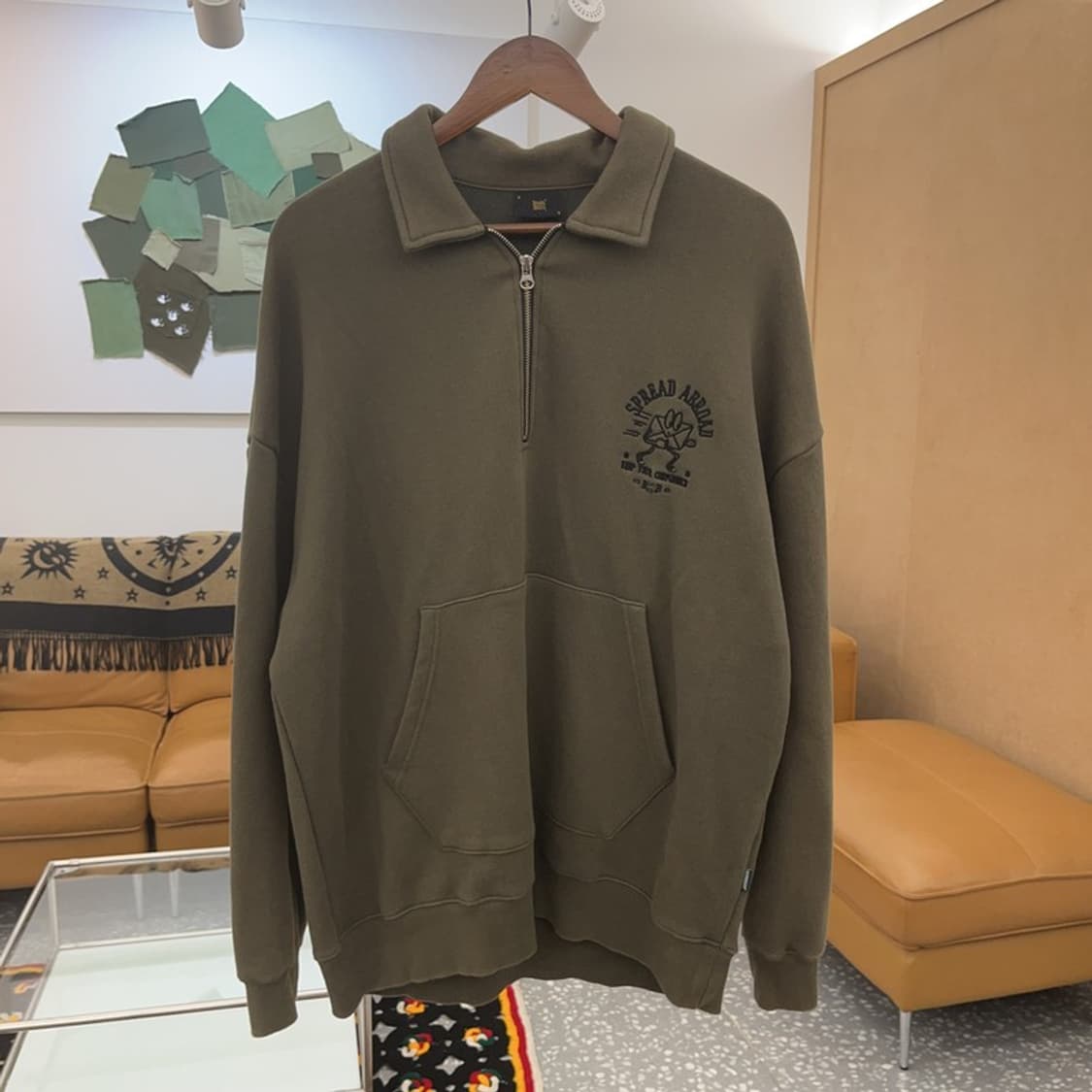 브라운브레스 빈티지 캐주얼 카키 반집업 맨투맨 M C06579 상품이미지3