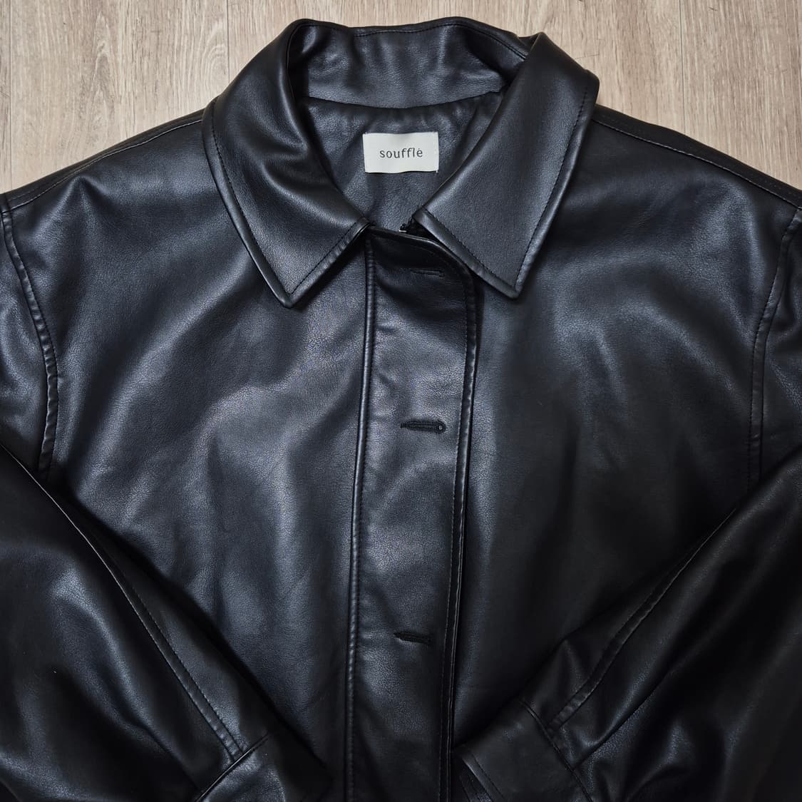 SOUFFLE 여성 오버핏 카라 가죽자켓 FREE 상품이미지2