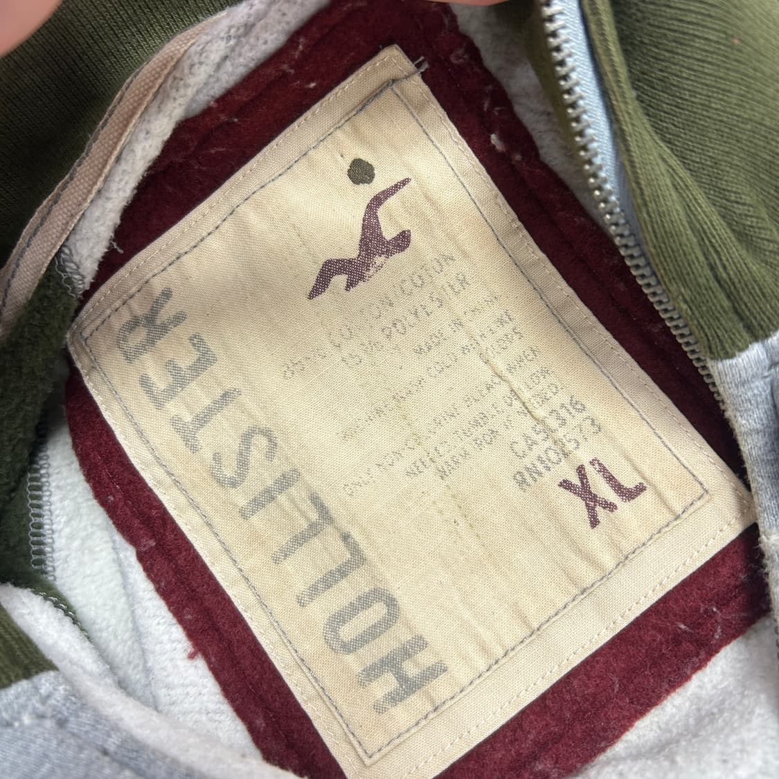 홀리스터 카키 그레이 스웻집업(XL) 상품이미지2