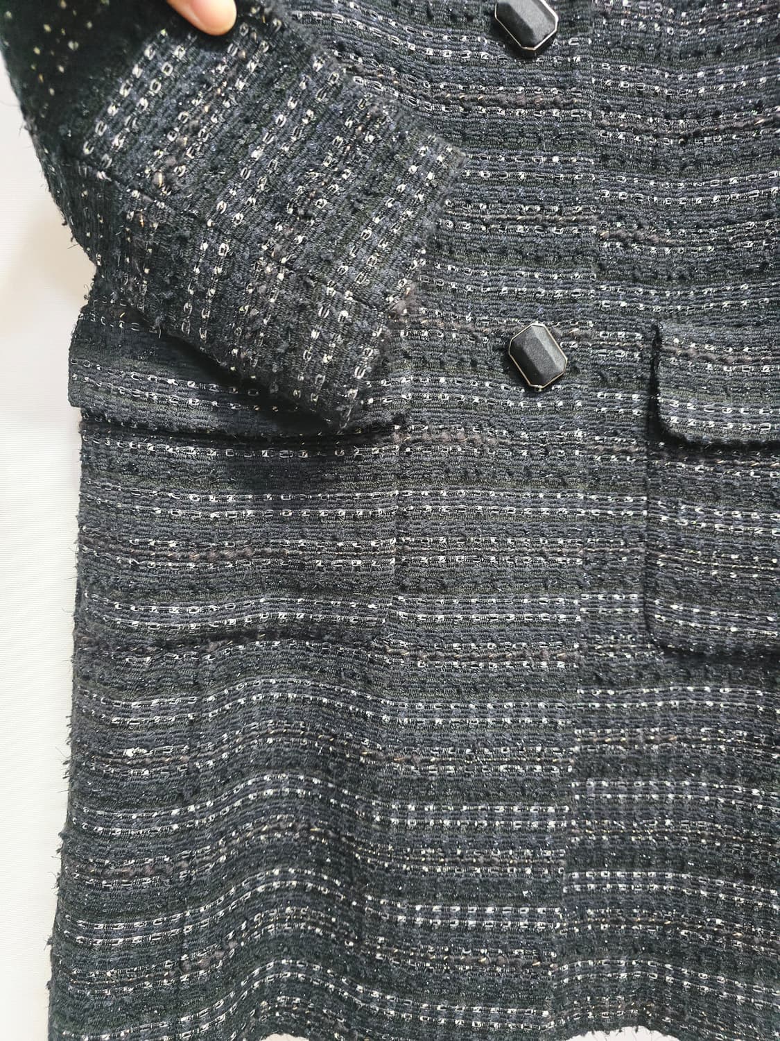 it MICHAA 트위드 블랙 롱 코트 상품이미지3