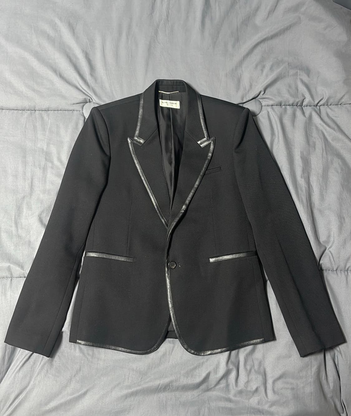 생로랑 레더 파이핑 블레이저 자켓 48사이즈 상품이미지1