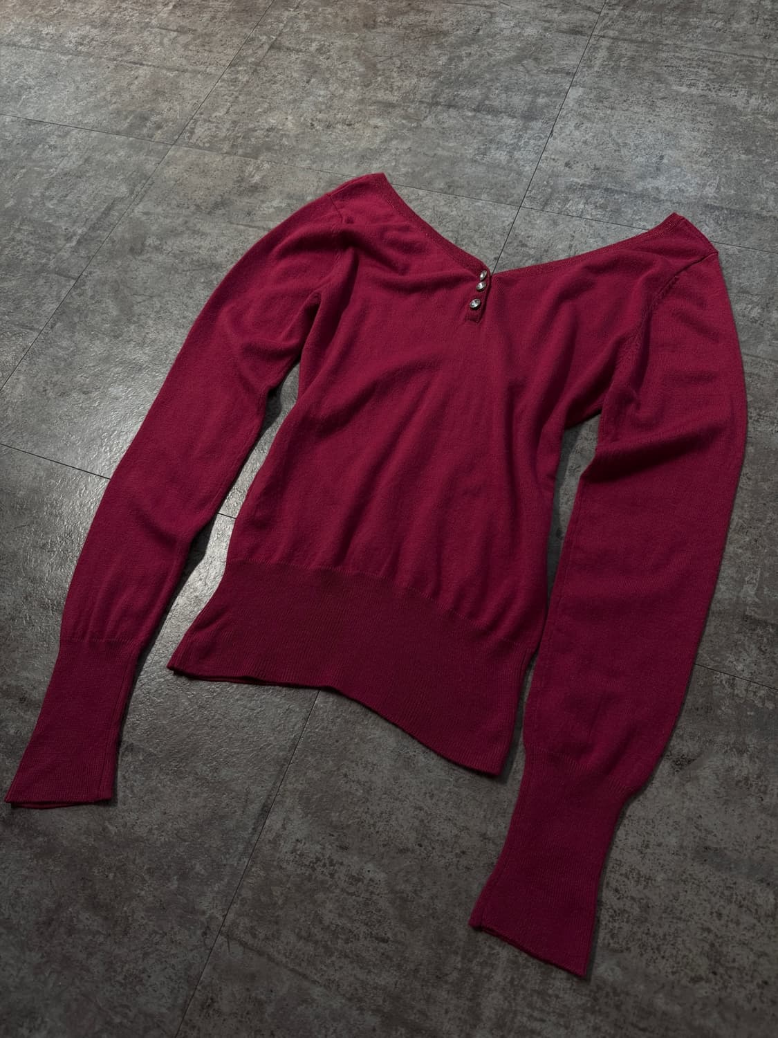 투 웨이 와이드 넥 버튼 니트 상품이미지6