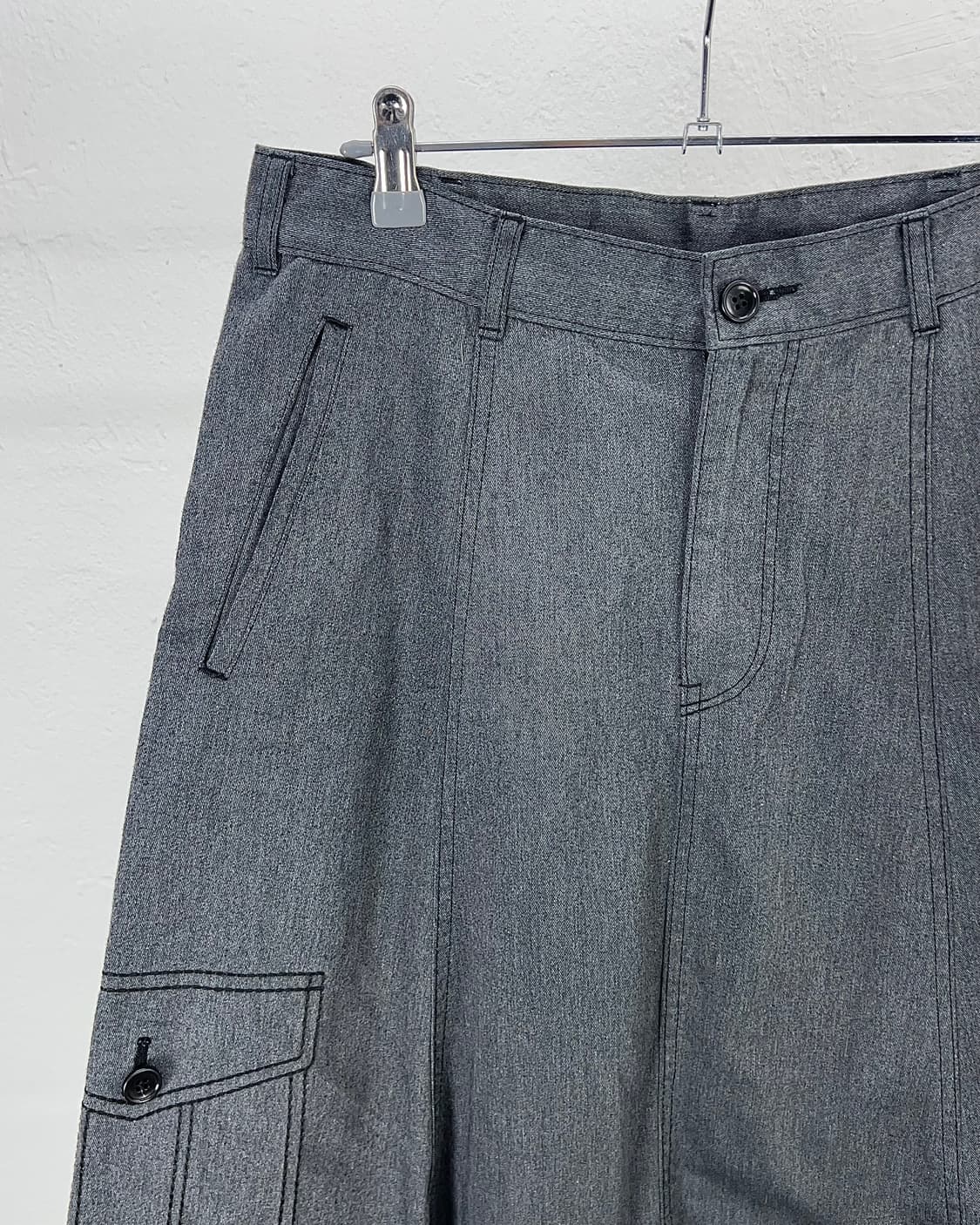 꼼데가르송 블랙 그레이 사루엘 스티치 페이크 포켓 팬츠 상품이미지2