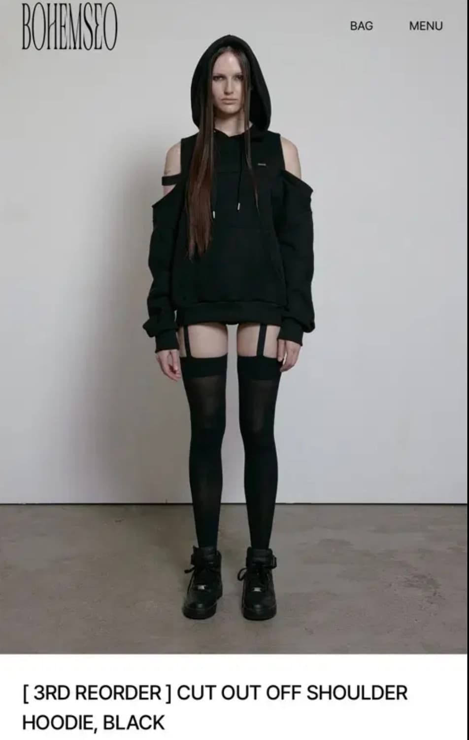 보헤미안서울 컷아웃 오프숄더 후디 후드티  상품이미지1