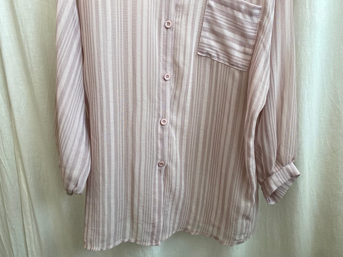 퍼플핑크 시스루 블라우스(XL) 상품이미지4