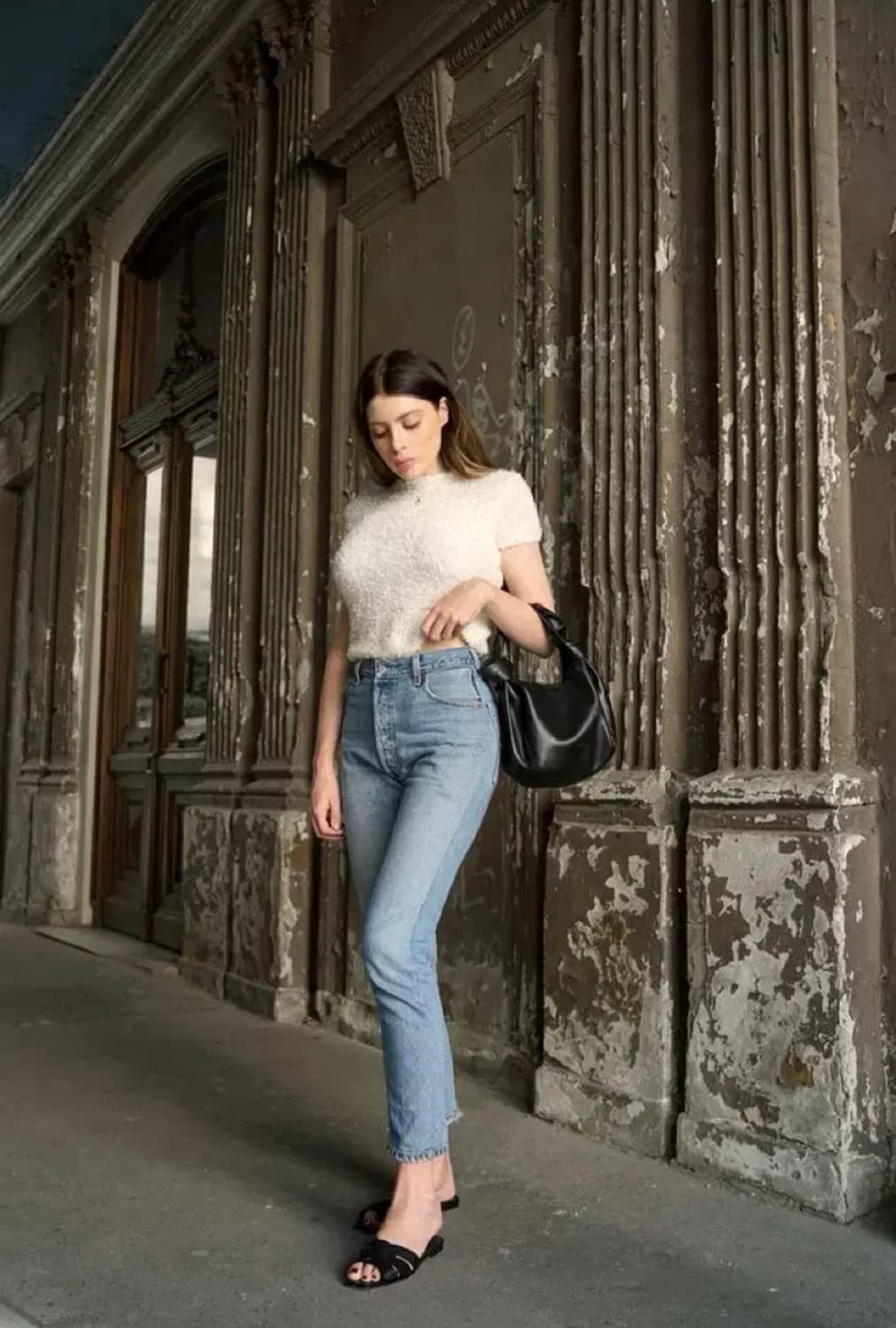 ZARA 부클 반팔 니트, 자라 부클 니트, 부클 탑, 부클 티셔츠 상품이미지2