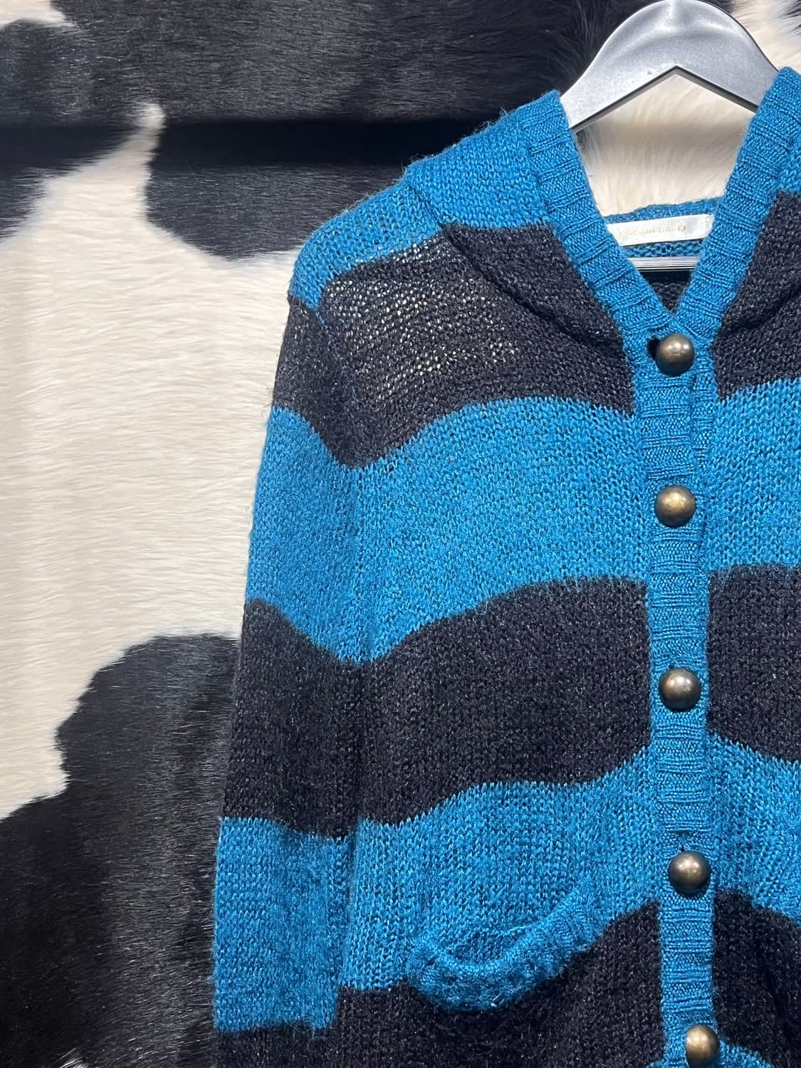 스트라이프 니트 후드 가디건 상품이미지4