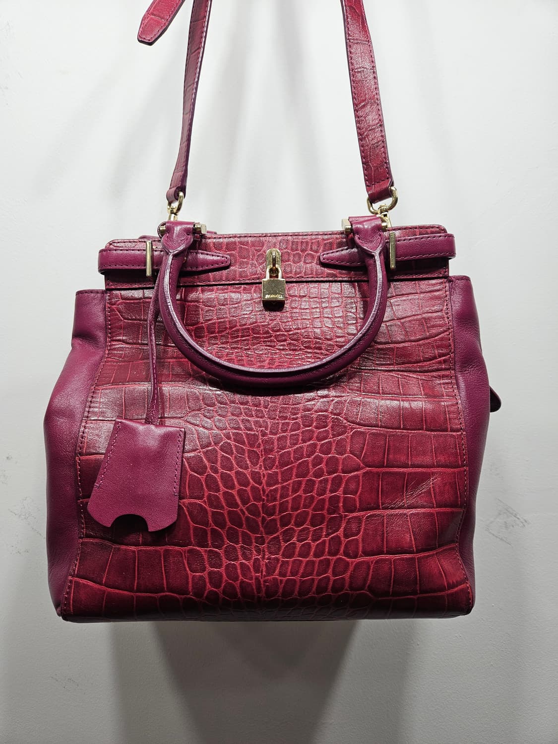 피오루치(FIORUCCI) 버건디 악어가죽패턴 숄더 크로스백 상품이미지2