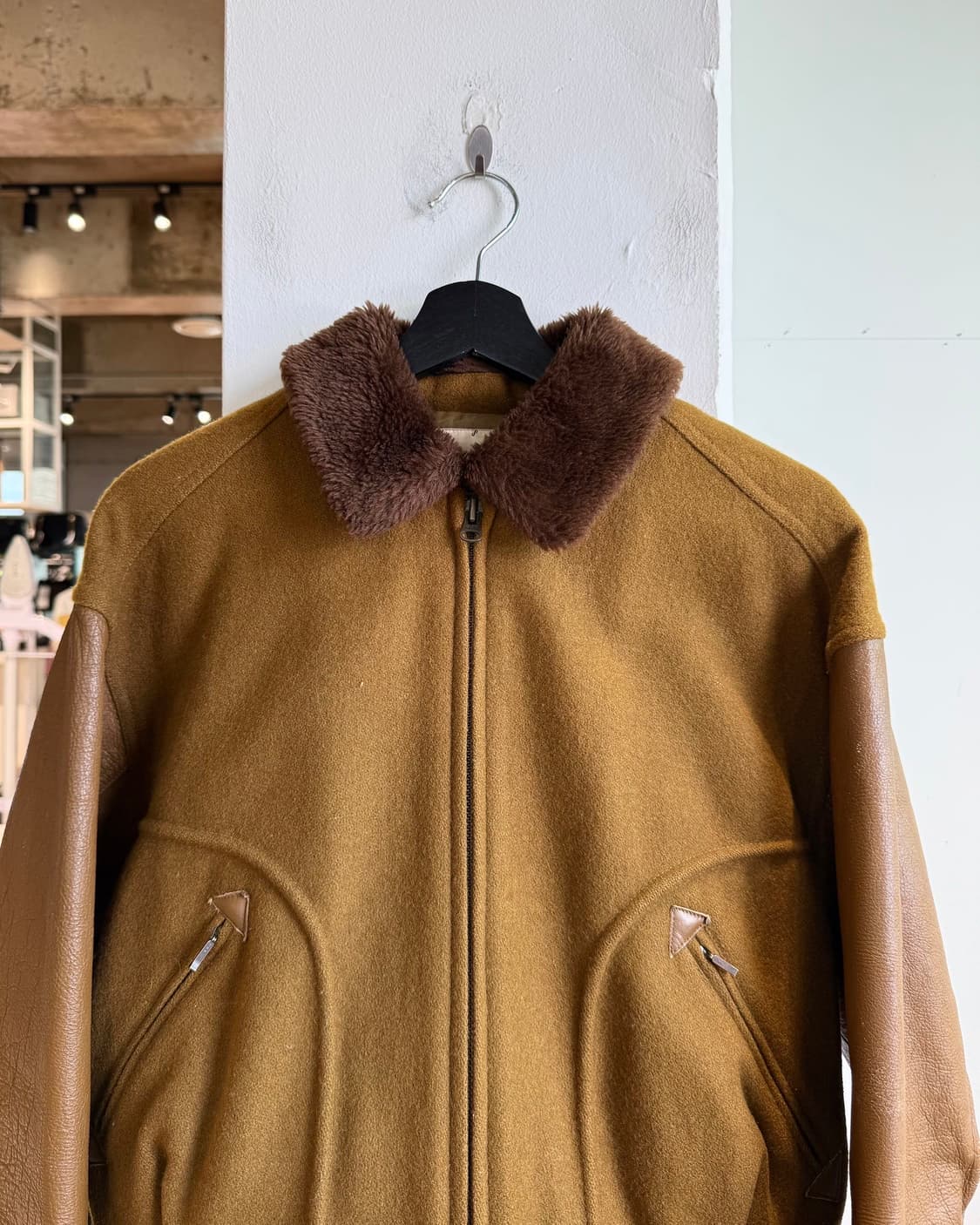 스쿱 nyc 브라운 빈티지 레더 울 자켓 상품이미지3