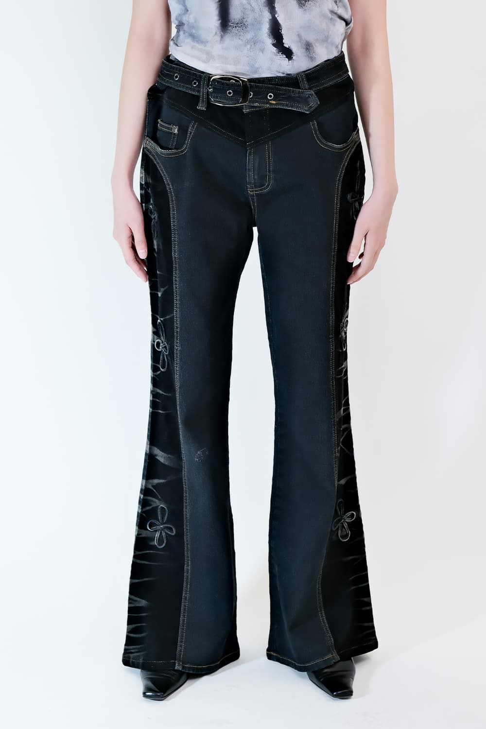 Side Pattern Bootcut Jeans ~34 상품이미지3