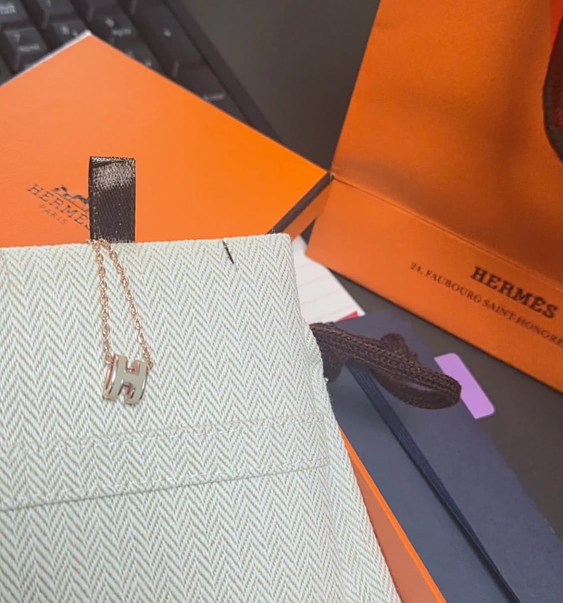 [급] 에르메스 미니팝아슈 목걸이 마론글라세 상품이미지2