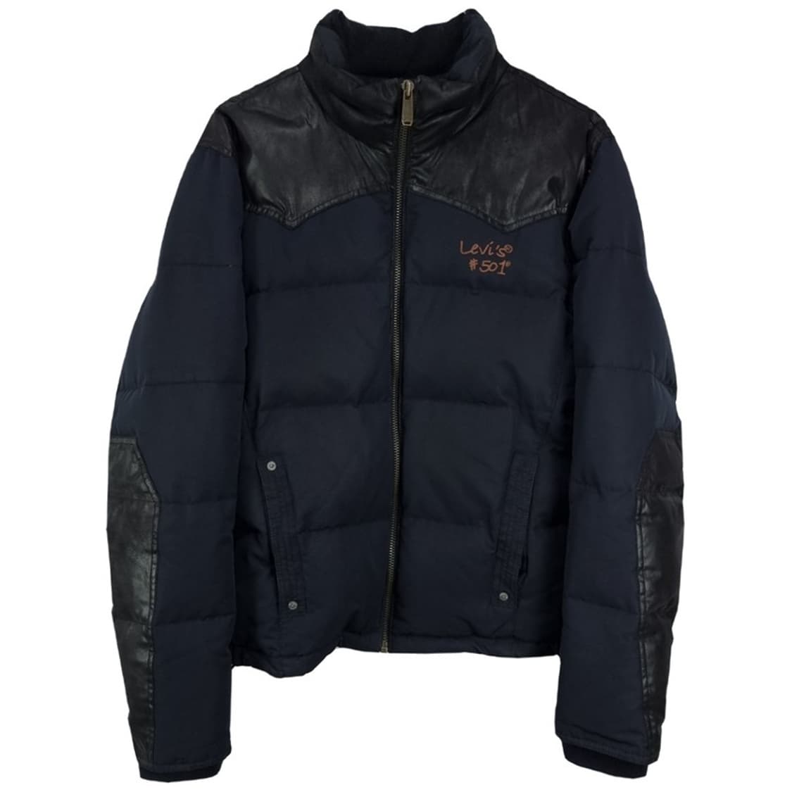 [LEVI'S] 리바이스 레더 패치 덕다운 숏 패딩 네이비 상품이미지2