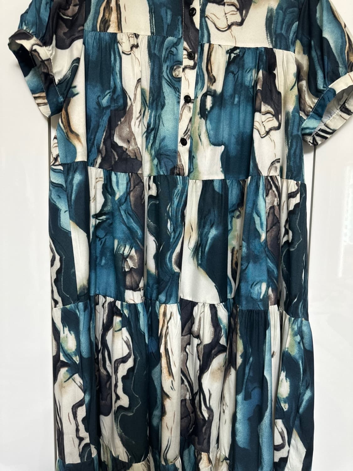 패턴 반팔 롱 원피스 상품이미지4