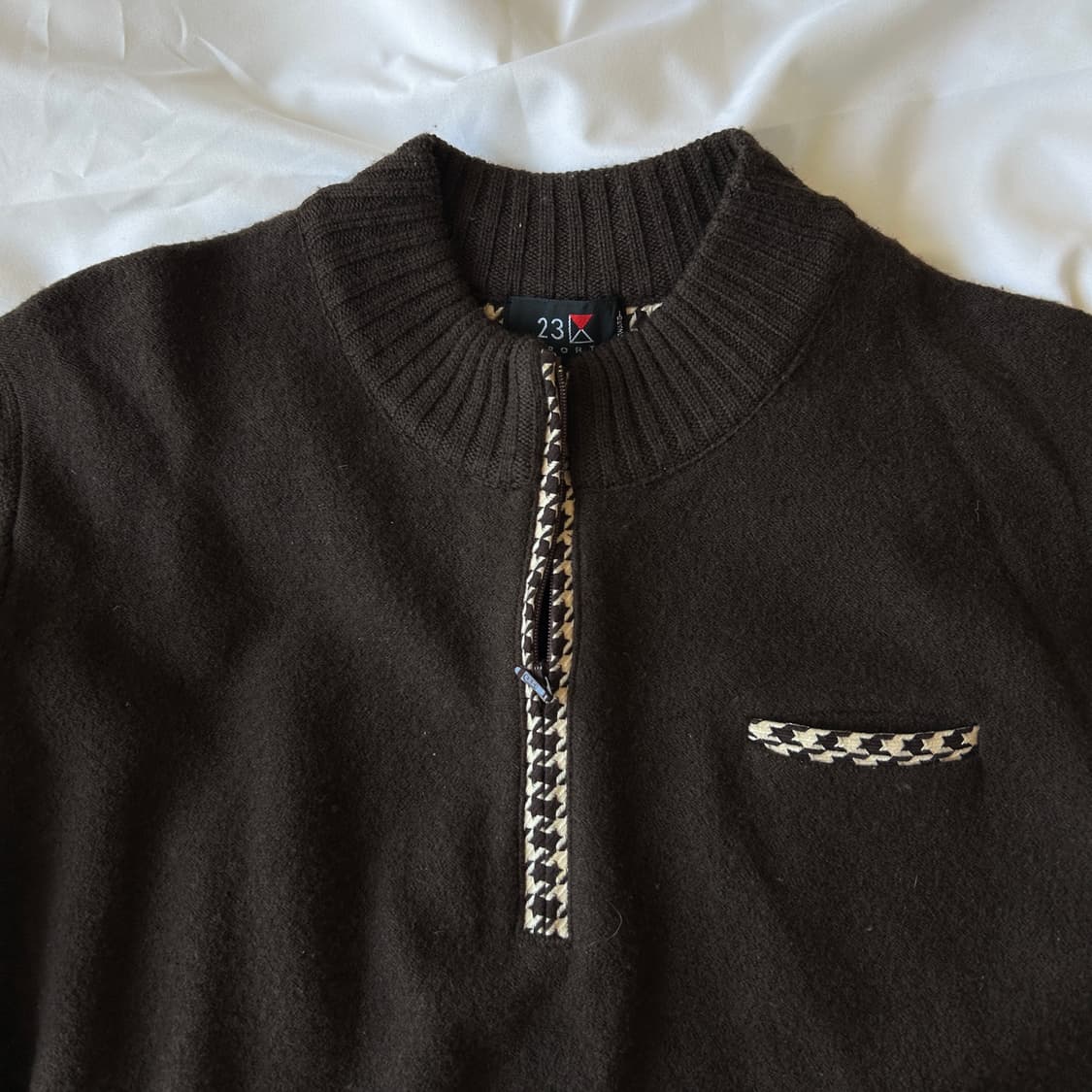 빈티지 브라운 반집업 니트맨투맨 상품이미지6