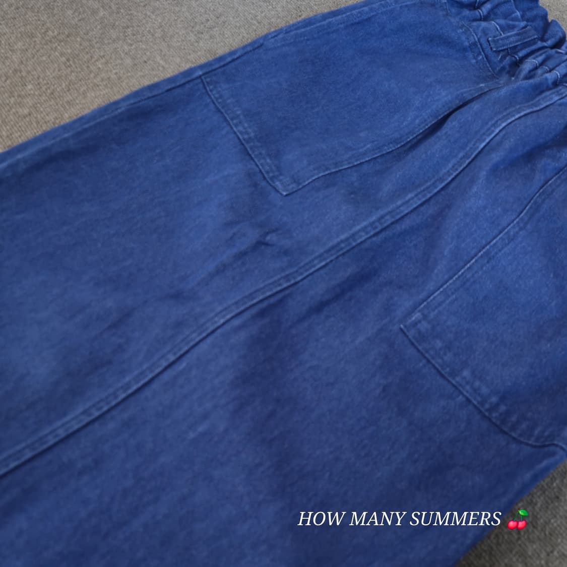 로리즈팜 밴딩 데님 롱 스커트 F 블루 코튼 빈티지 포켓 워싱 상품이미지3