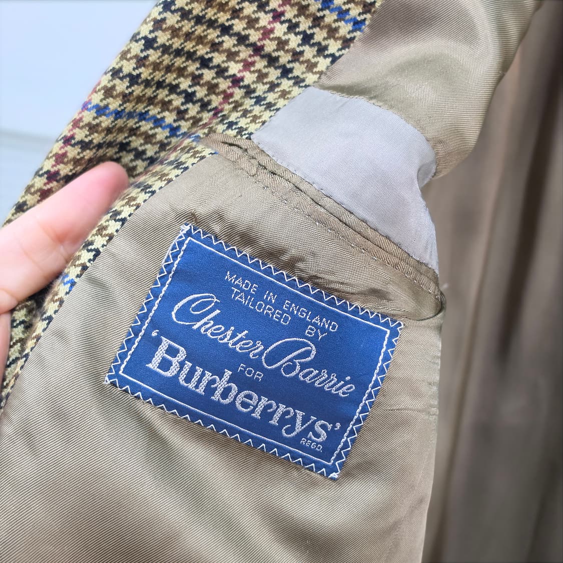 80-90s 영국산 버버리 캐시미어100 하운드투스 블레이져- M정도 상품이미지7