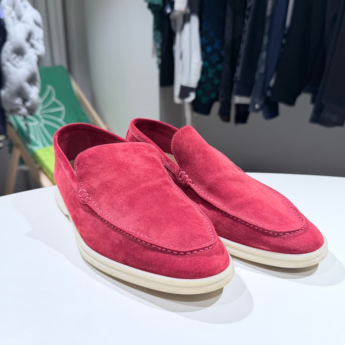 (A/41) / 로로피아나 썸머워크 스웨이드 로퍼 버건디 상품이미지3