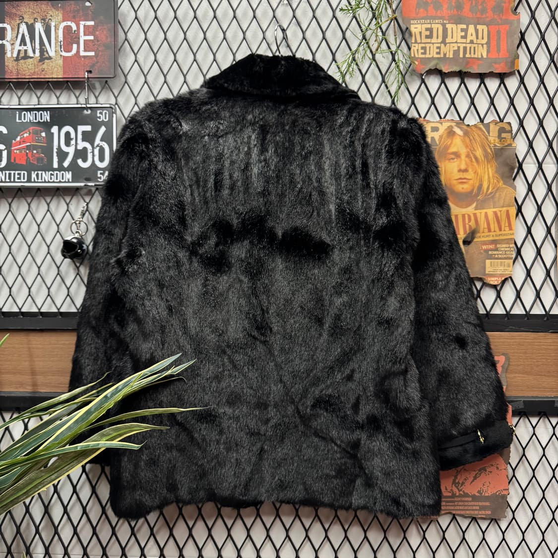 90s 세인트 존 빈티지 퍼카라 퍼자켓 금장 버튼 포인트 블랙 상품이미지2