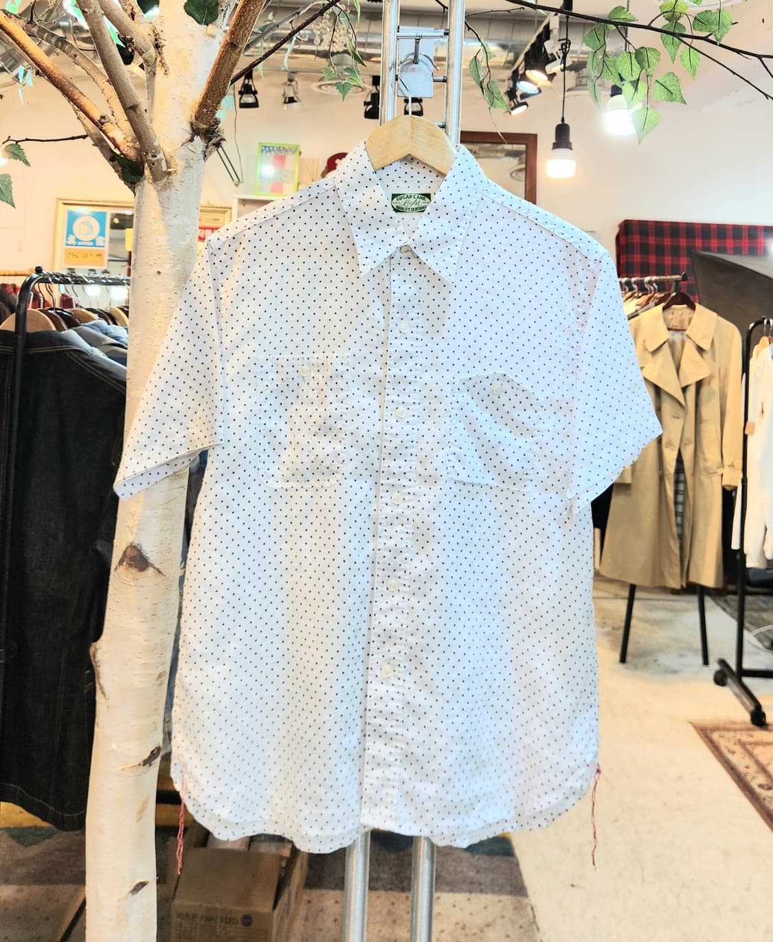 SUGAR CANE 슈가케인 리넨 도트 반팔 셔츠 상품이미지2