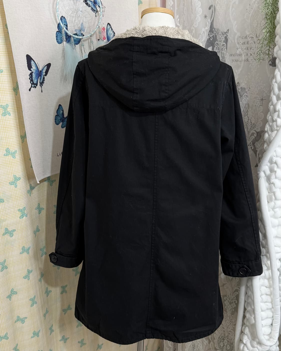 블랙 넥 버클 후드 야상 자켓 상품이미지8