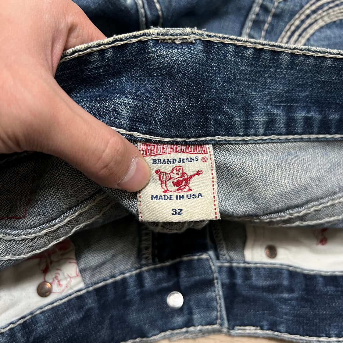 트루릴리전 여성 데미지드 워싱 데님팬츠 찢청바지 [중청] 32 상품이미지6