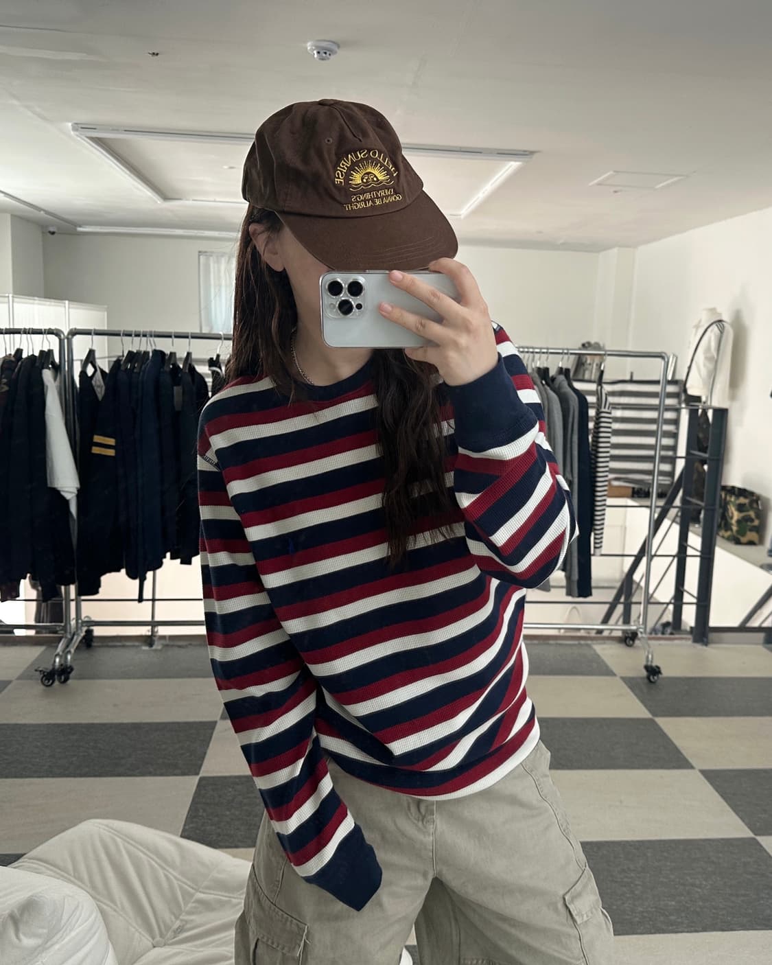 폴로 랄프로렌 레드/네이비 스트라이프 와플 티셔츠  상품이미지8