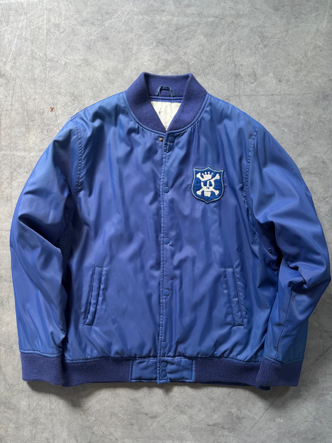 Stussy 스투시 00s 블루 스컬로고 새틴 바시티 자켓 상품이미지1