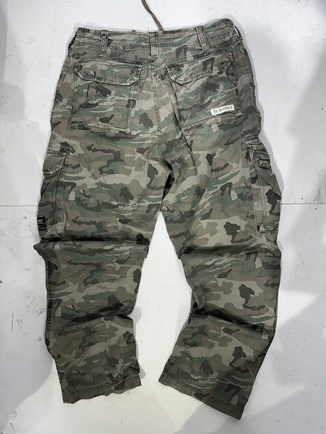 일본 빈티지 camp 카키 카모 와이드 카고 팬츠  상품이미지5