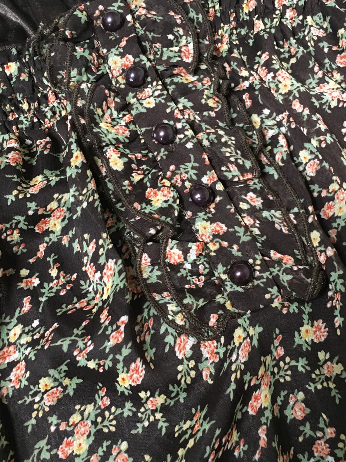 브라운 플로럴 오프숄더 캉캉 원피스 라떼 히메 갸루 러블리 로걀 빈티지 상품이미지2