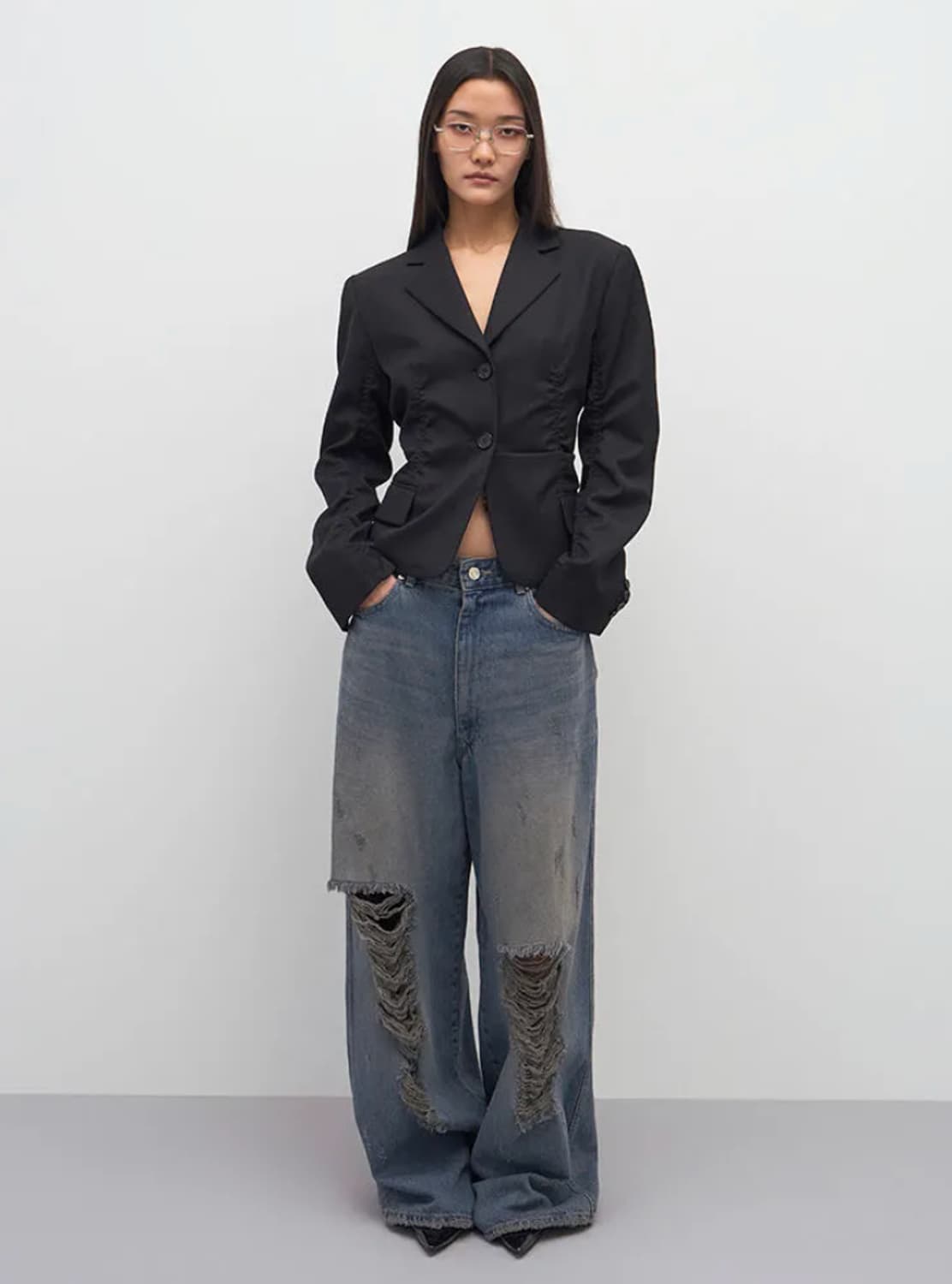 S) 엘씨디씨 디스트레스 와이드 레그 데님  상품이미지1